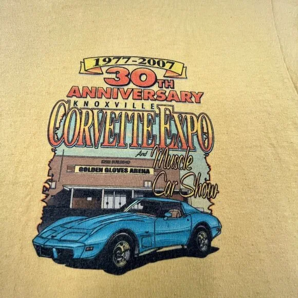 Corvette Expo ET Motor gear Knoxville Men's S Yellow Shirt Muscle Car Show 2007 - Picture 3 of 11